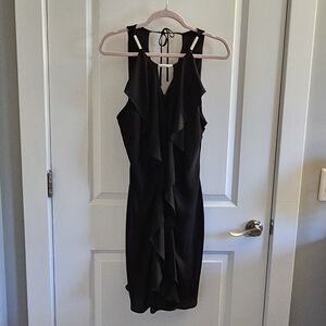 VENUS Black Ruffled Backless Dress
